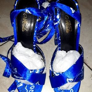 Albata New never worn royal blue tie up platforms shoes